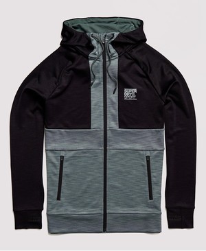 Superdry Training Colourblock Cipzár Férfi Kapucnis Pulóver Olivazöld/Zöld | RFWHX7462